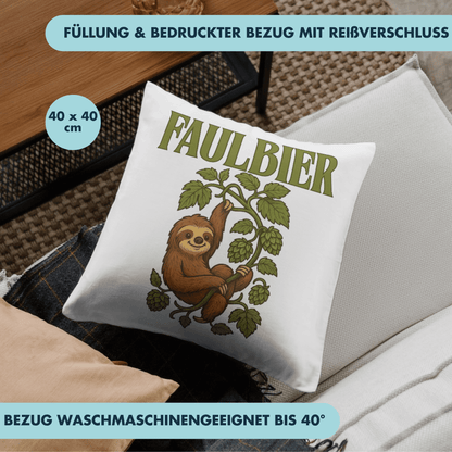 Faulbier Bier Faultier Wortspiel Deko Kissen
