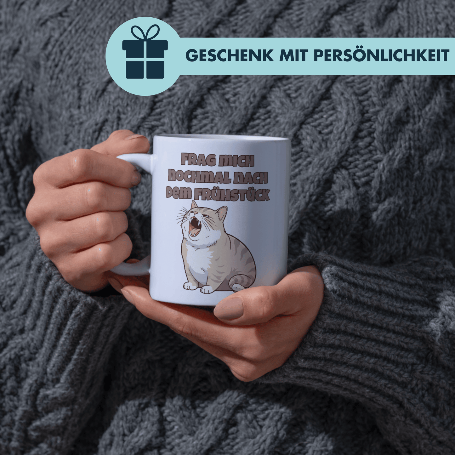 Frag Mich Nochmal Nach Dem Frühstück Katze Kaffee Tasse