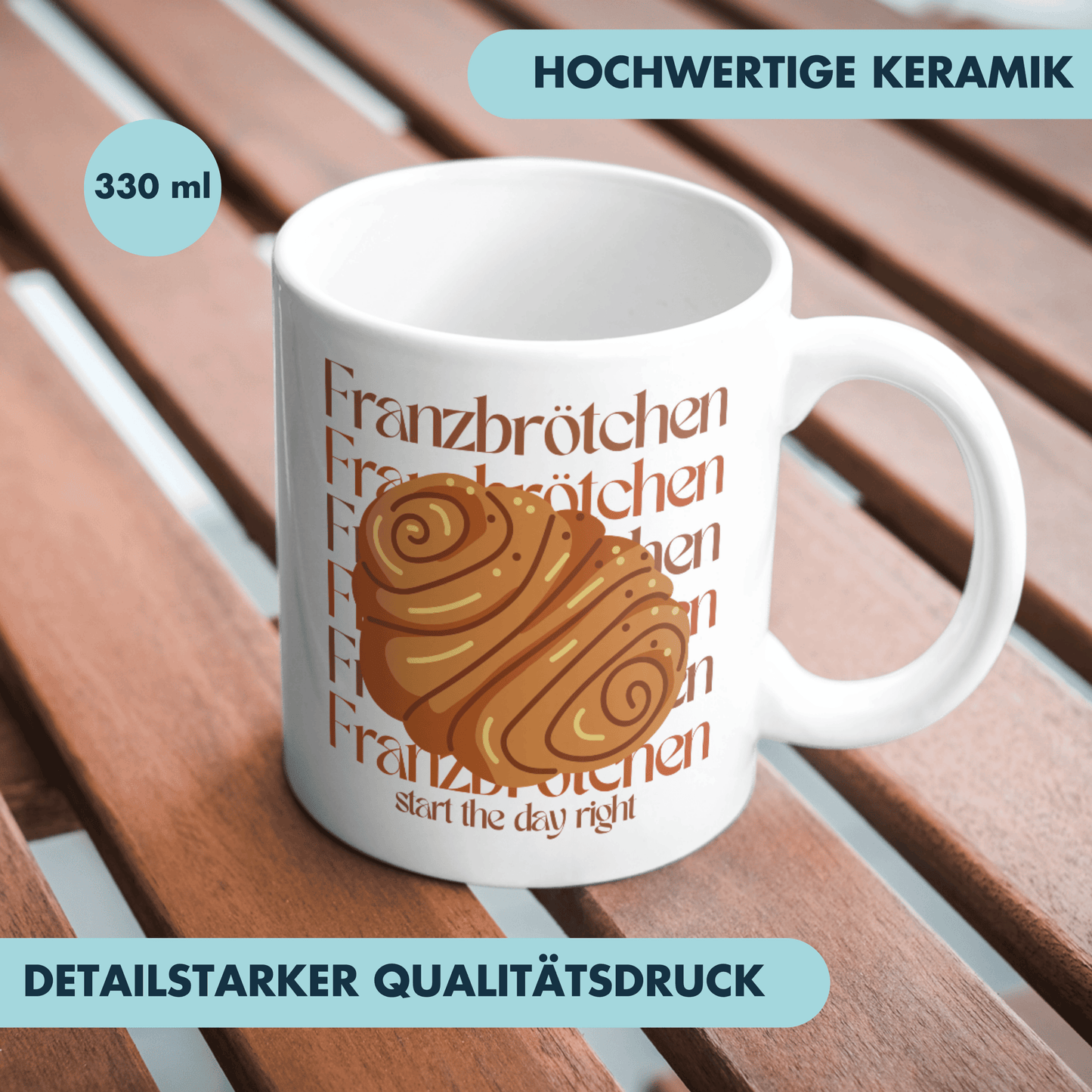 Franzbrötchen Start The Day Right Gebäck Frühstück Kaffee Tasse