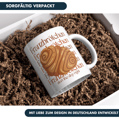 Franzbrötchen Start The Day Right Gebäck Frühstück Kaffee Tasse