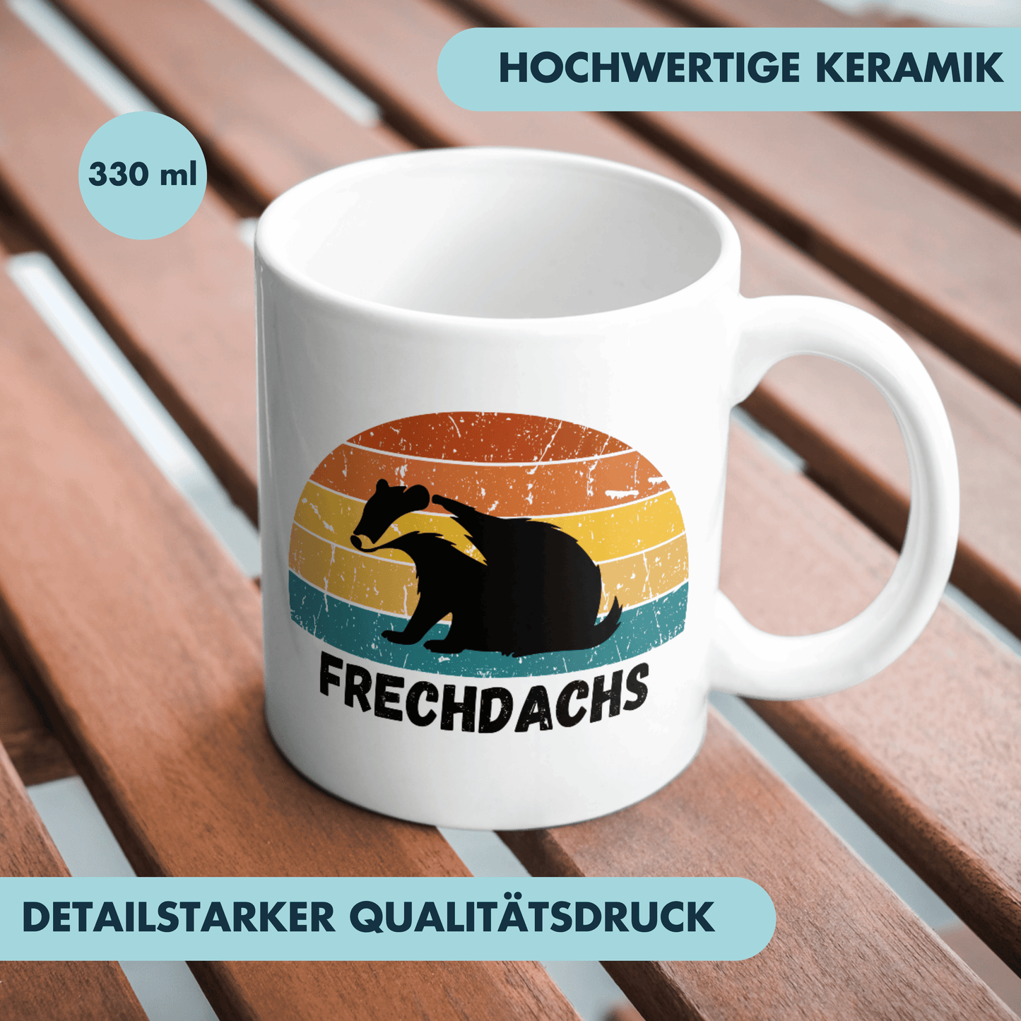 Frechdachs Dachs Retro Kaffee Tasse