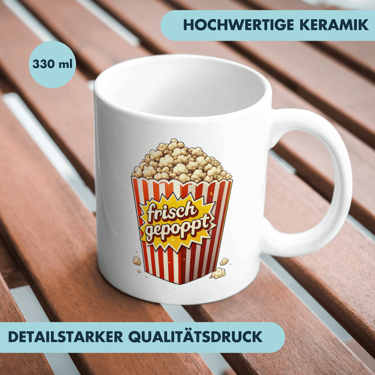 Frisch Gepoppt Popcorn Kaffee Tasse