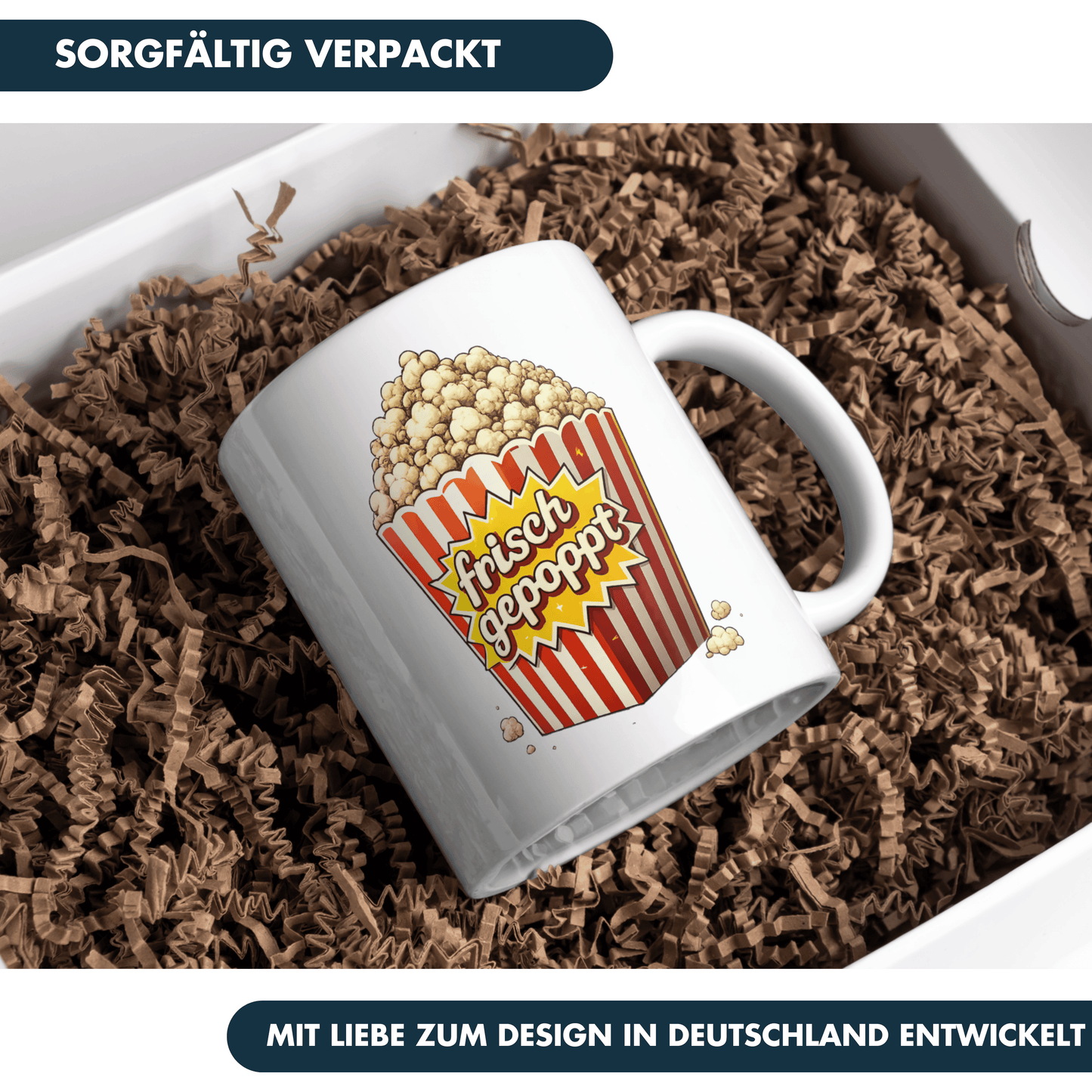 Frisch Gepoppt Popcorn Kaffee Tasse