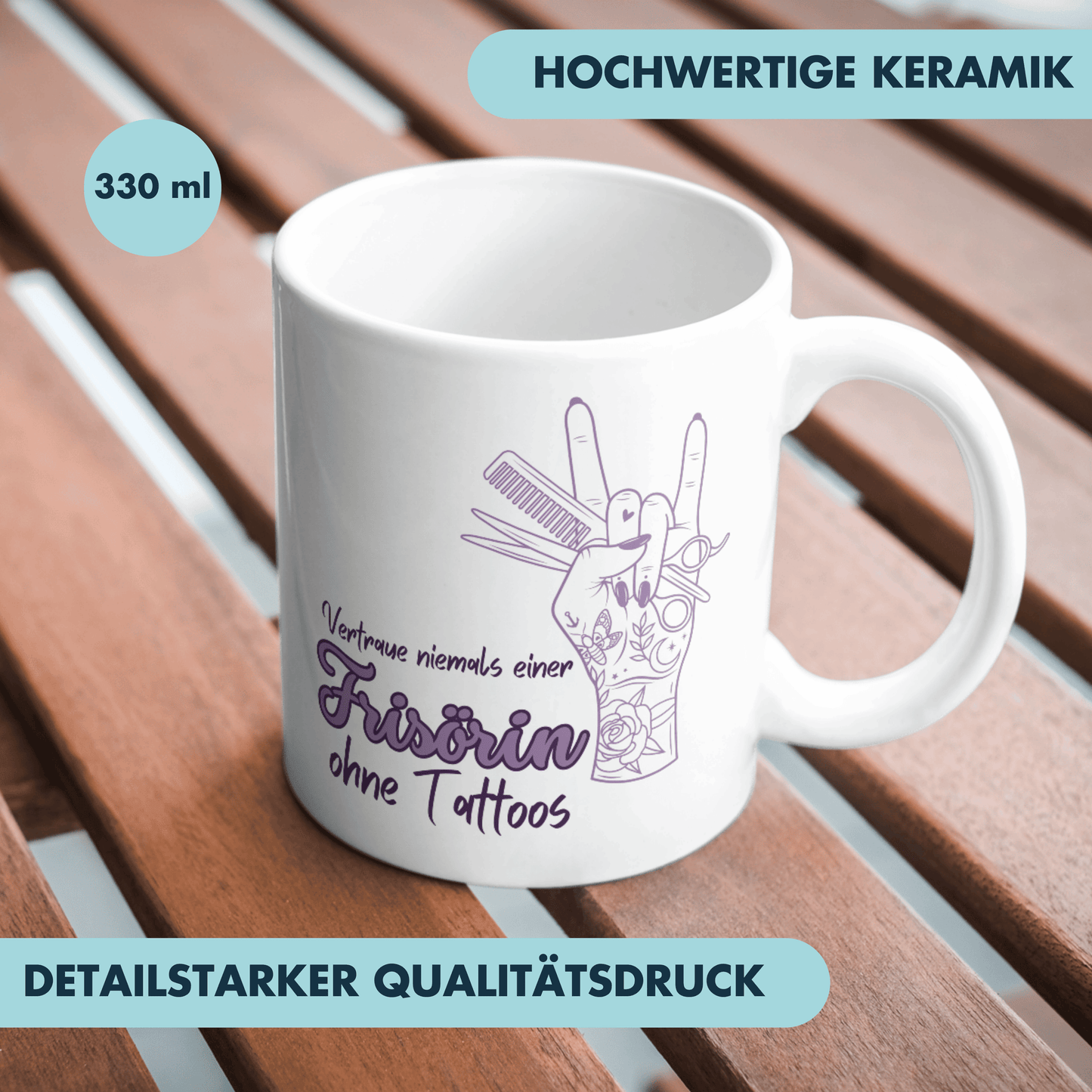Vertraue Niemals Einer Frisörin Ohne Tattoos Friseurin Kaffee Tasse
