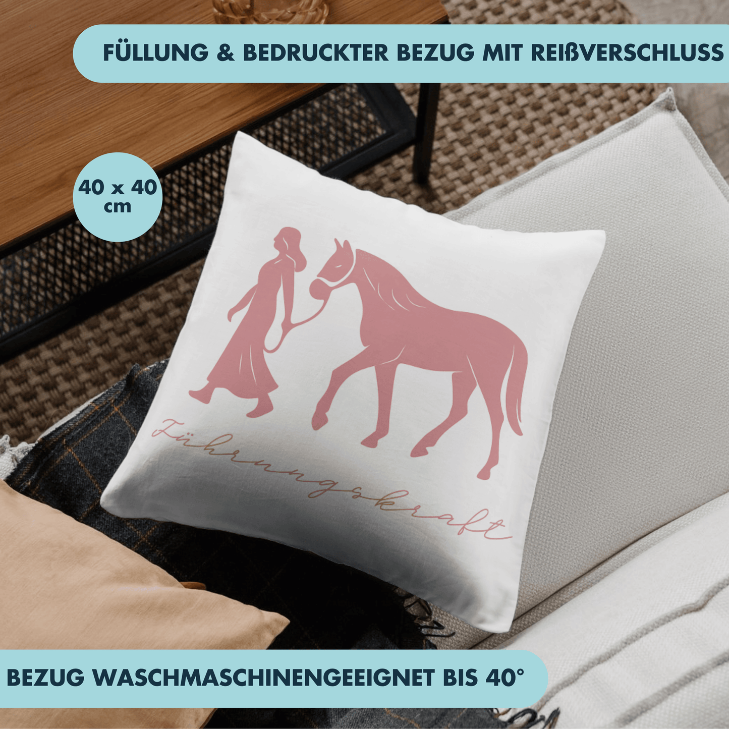Führungskraft Pferd Reiten Wortspiel Deko Kissen