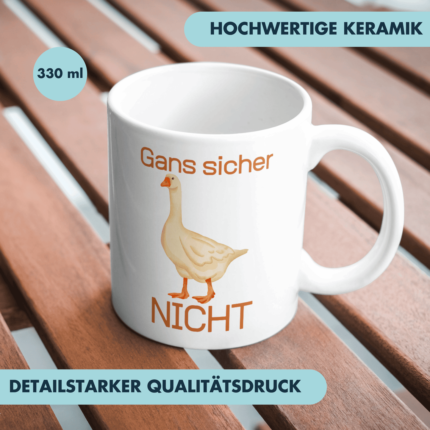 Gans Sicher Nicht Wortspiel Kaffee Tasse