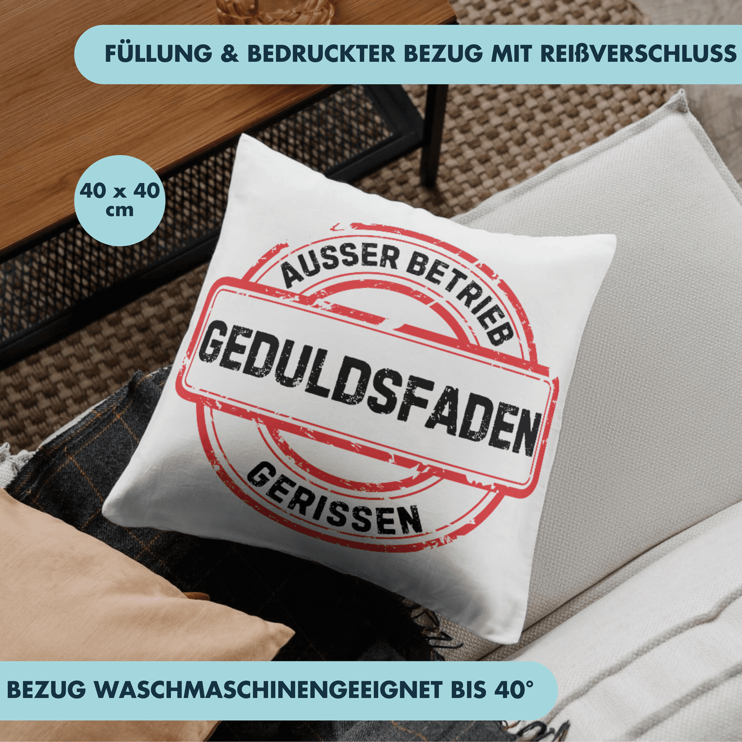 Ausser Betrieb Geduldsfaden Gerissen Genervt Deko Kissen