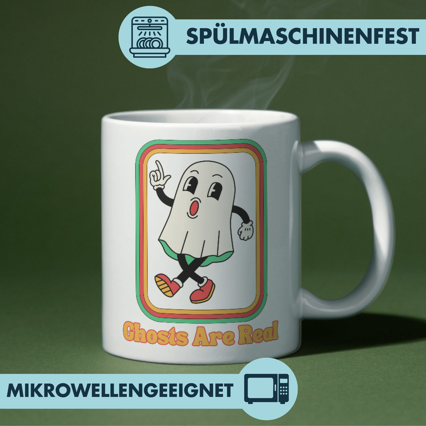 Ghosts Are Real Retro Cartoon Kaffee Tasse