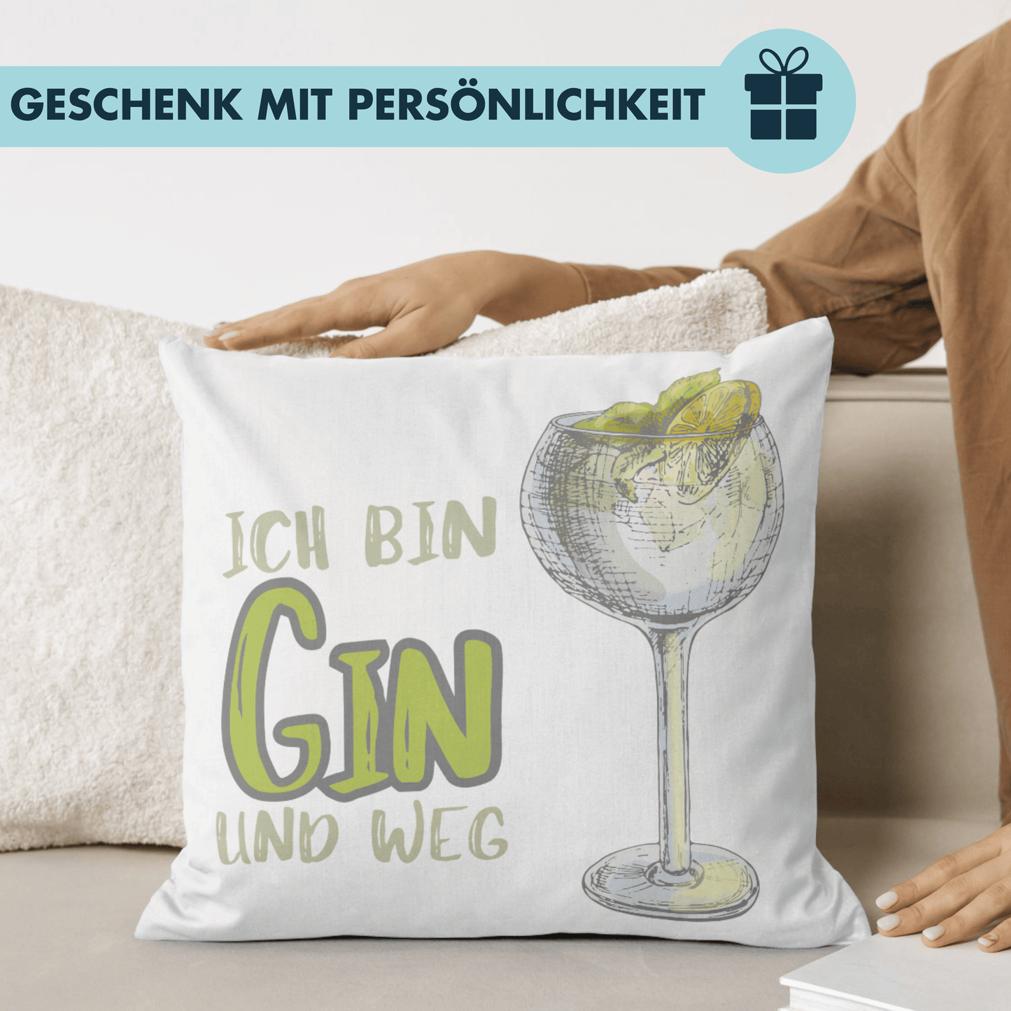 Ich Bin Gin Und Weg Tonic Cocktail Deko Kissen