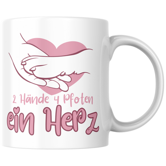 2 Hände 4 Pfoten Ein Herz Hund Kaffee Tasse