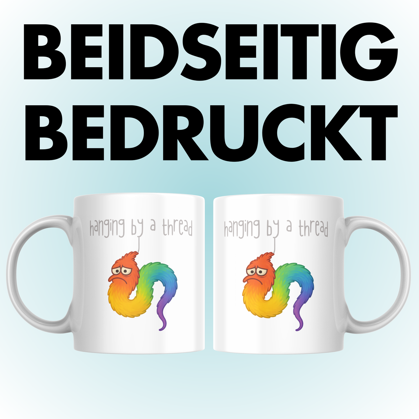 Hanging By A Thread Worm Meme Kaffee Tasse