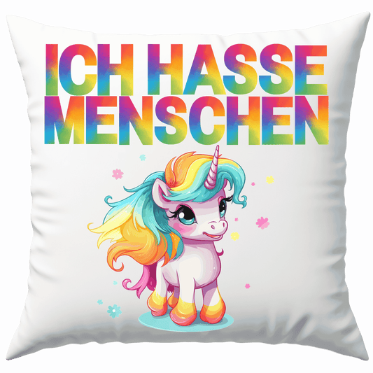 Ich Hasse Menschen Einhorn Regenbogen Menschenhass Deko Kissen