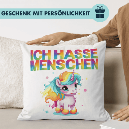 Ich Hasse Menschen Einhorn Regenbogen Menschenhass Deko Kissen