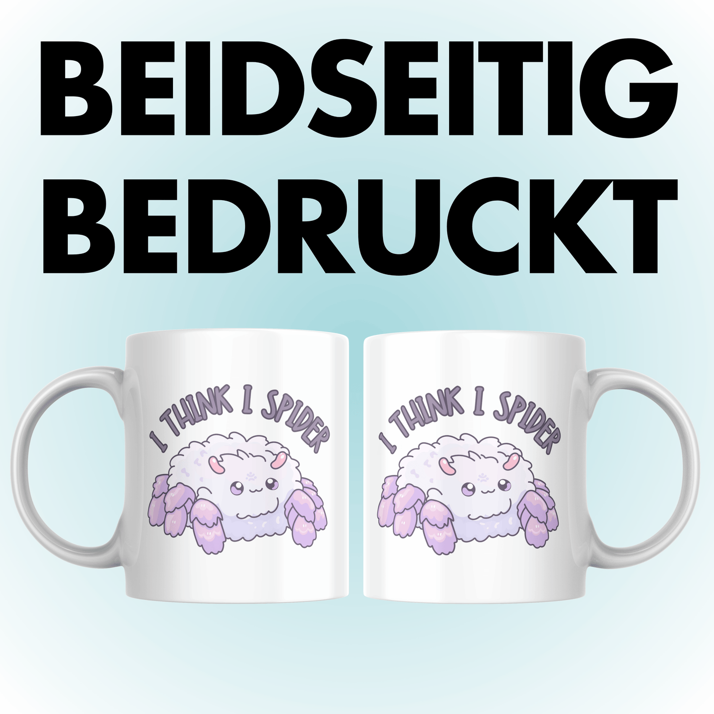 I Think I Spider Spinne Deutsch Englisch Sprichwort Kaffee Tasse