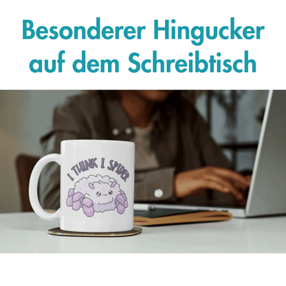I Think I Spider Spinne Deutsch Englisch Sprichwort Kaffee Tasse