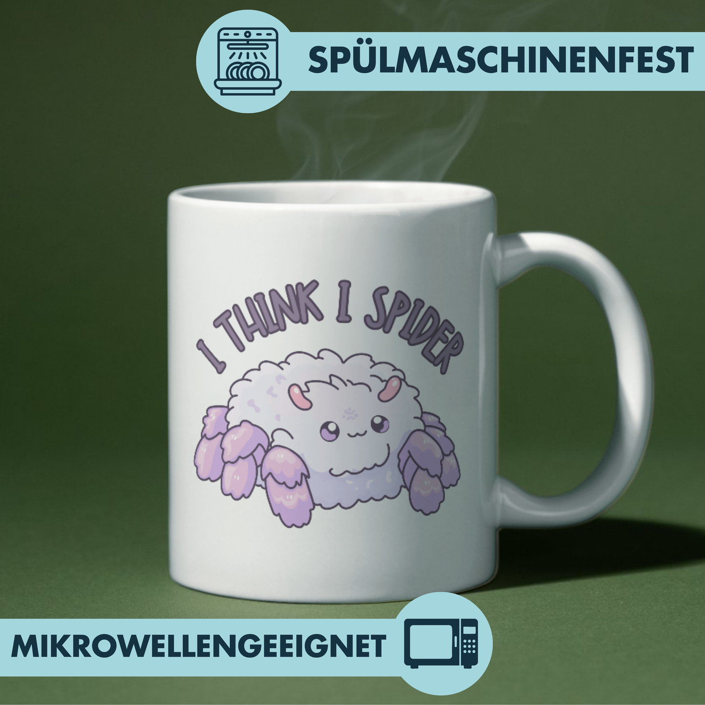 I Think I Spider Spinne Deutsch Englisch Sprichwort Kaffee Tasse