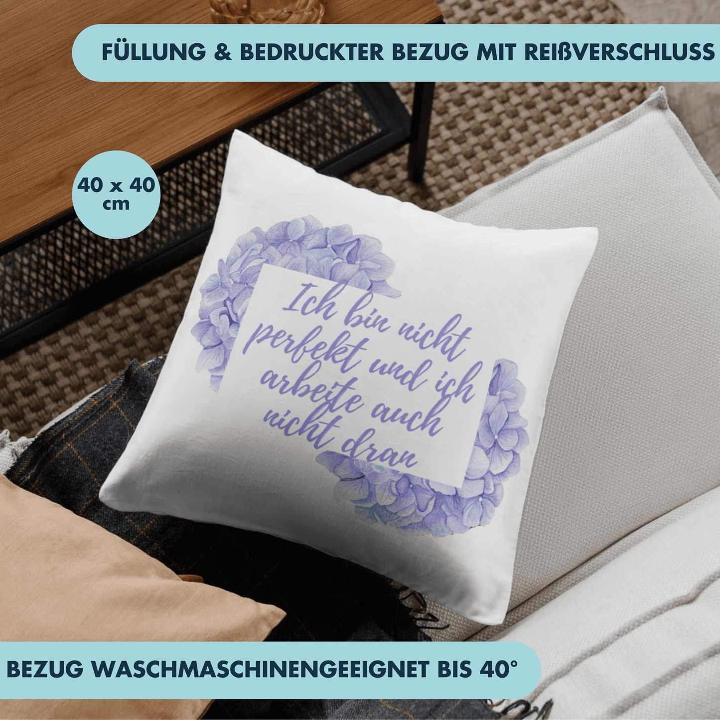 Ich Bin Nicht Perfekt Und Ich Arbeite Auch Nicht Dran Deko Kissen