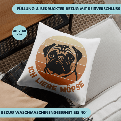 Ich Liebe Möpse Hund Mops Doppeldeutig Deko Kissen