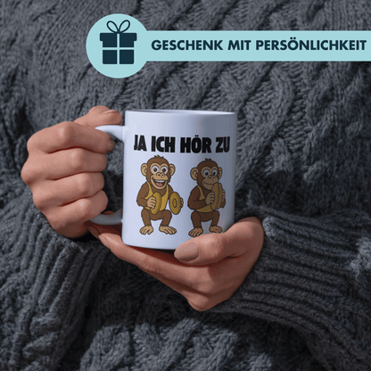 Ja Ich Hör Zu Spielzeug Affe Kaffee Tasse