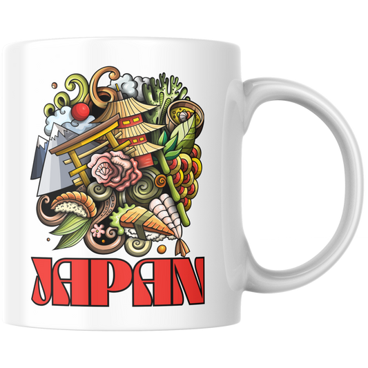 Japan Sehenswürdigkeiten Collage Kaffee Tasse