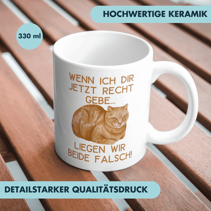 Wenn Ich Dir Jetzt Recht Gebe Liegen Wir Beide Falsch Katze Kaffee Tasse