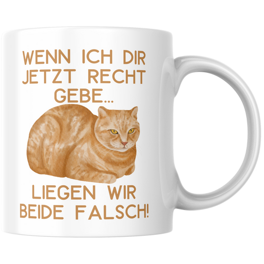 Wenn Ich Dir Jetzt Recht Gebe Liegen Wir Beide Falsch Katze Kaffee Tasse