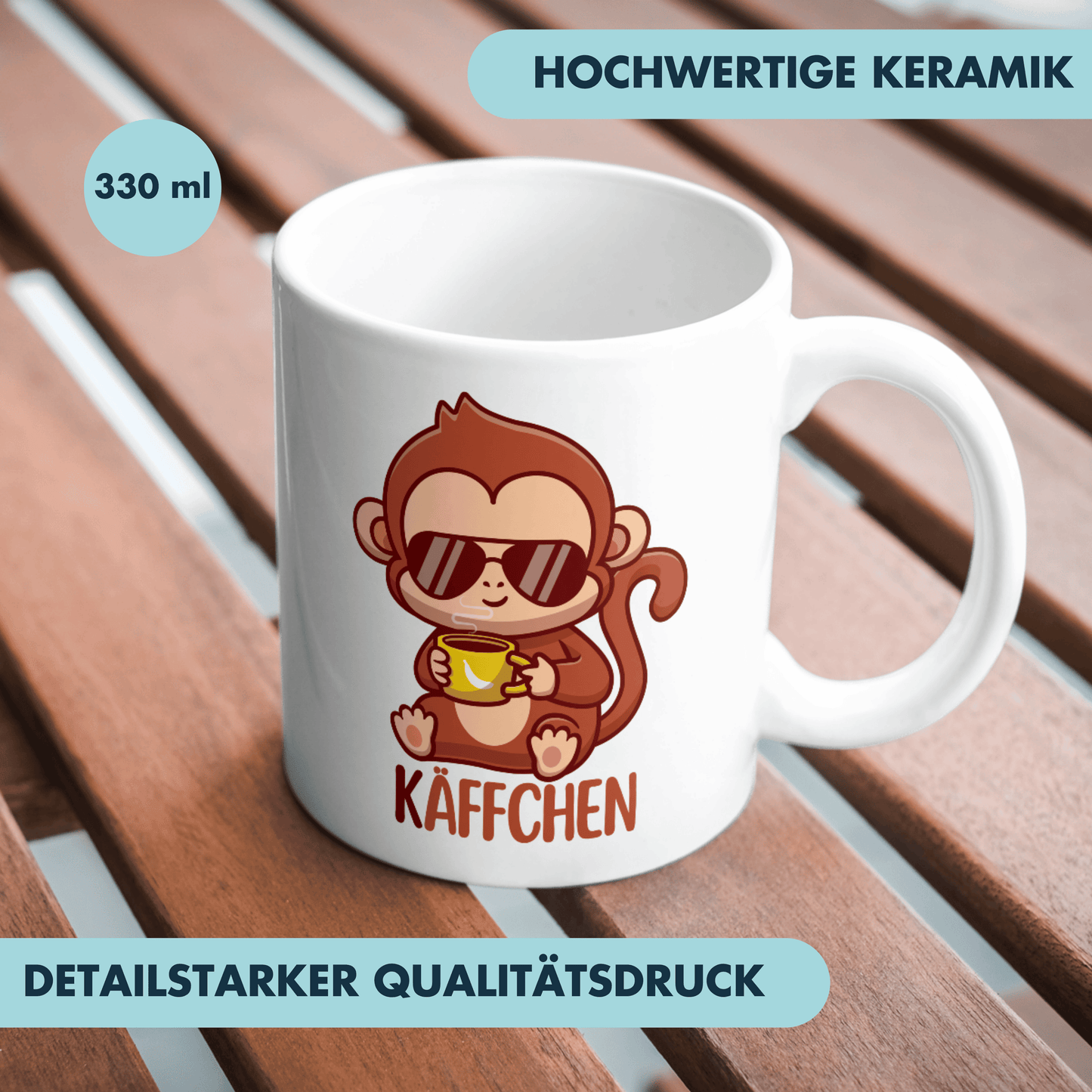 Käffchen Äffchen Affe Wortspiel Kaffee Tasse