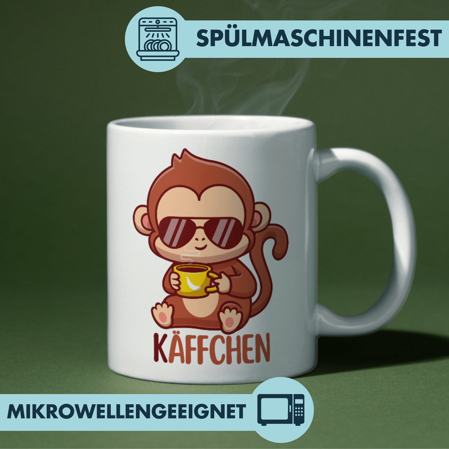 Käffchen Äffchen Affe Wortspiel Kaffee Tasse
