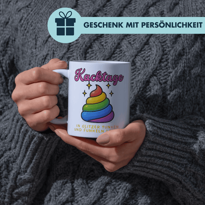 Kacktage In Glitzer Tunken Und Funkeln Lassen Kaffee Tasse