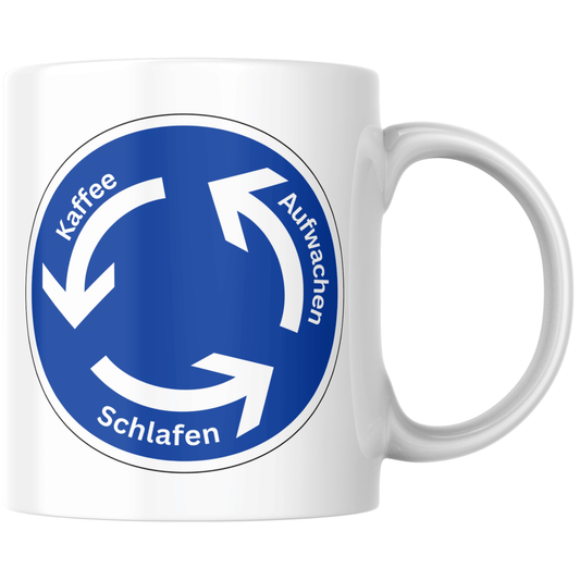 Aufwachen Kaffee Schlafen Tagesablauf Kreisverkehr Tasse