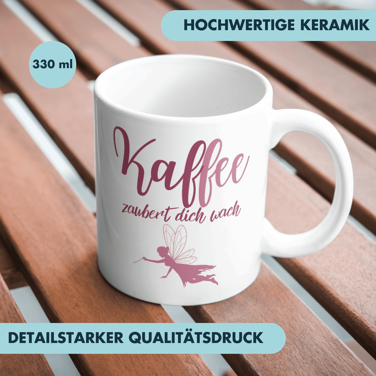 Kaffee Fee Zaubert Dich Wach Wortspiel Tasse