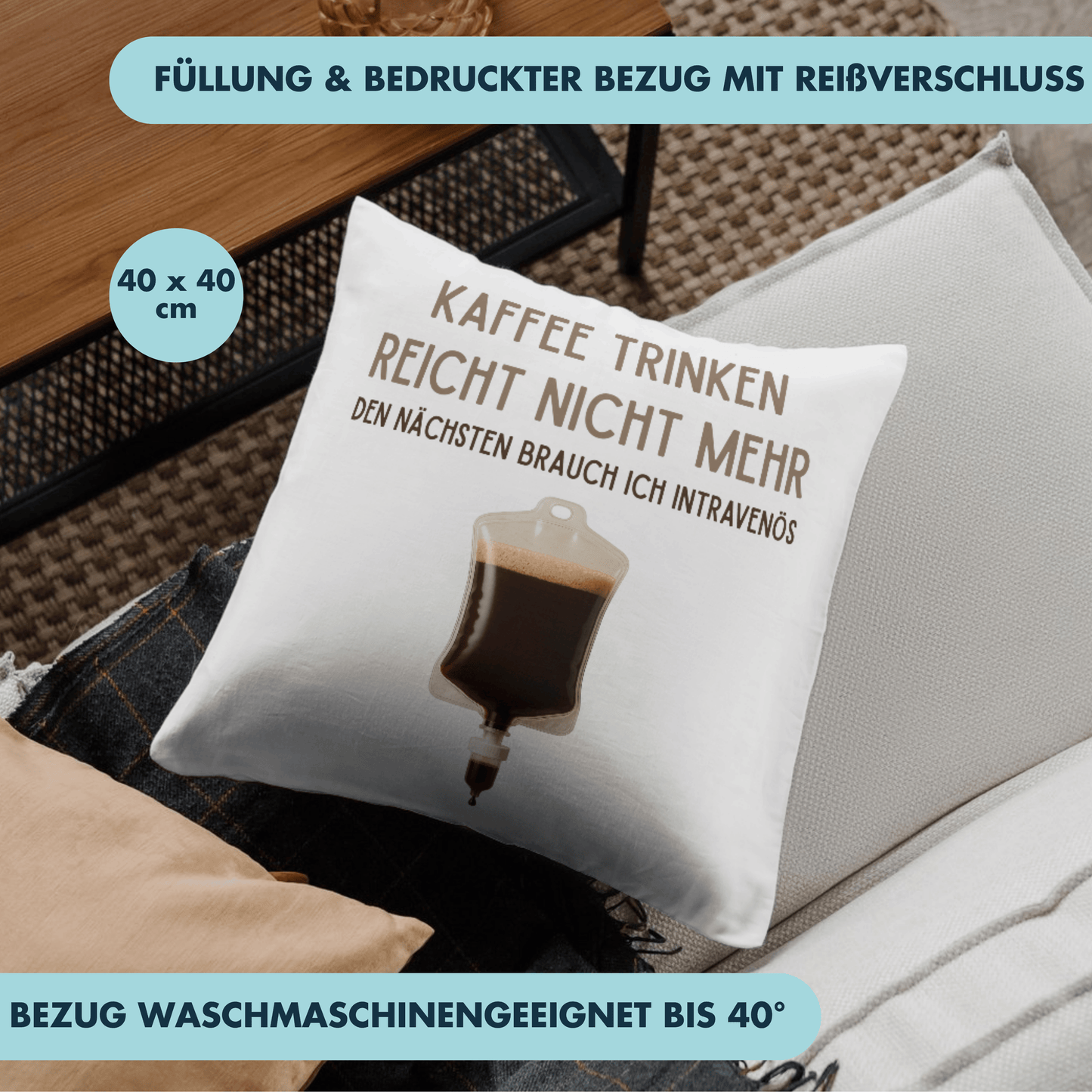Kaffee Trinken Reicht Nicht Mehr Den Nächsten Brauch Ich Intravenös Deko Kissen
