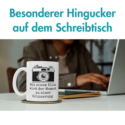 Kamera Mit Einem Klick Wird Der Moment Zu Einer Erinnerung Foto Kaffee Tasse