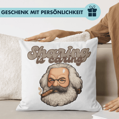 Sharing Is Caring Karl Marx Deko Kissen