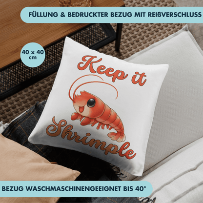 Keep It Shrimple Wortspiel Deko Kissen