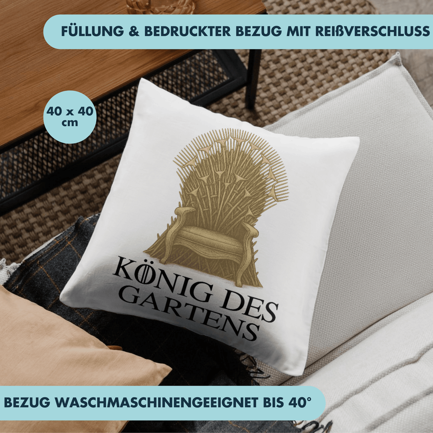 König Des Gartens Thron Fantasy Deko Kissen
