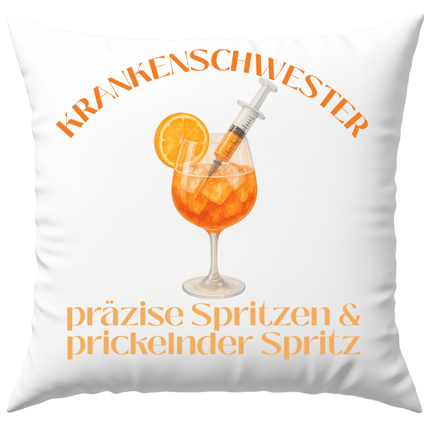 Krankenschwester Präzise Spritzen Und Prickelnder Spritz Cocktail Deko Kissen