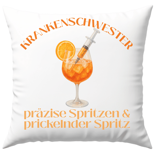 Krankenschwester Präzise Spritzen Und Prickelnder Spritz Cocktail Deko Kissen