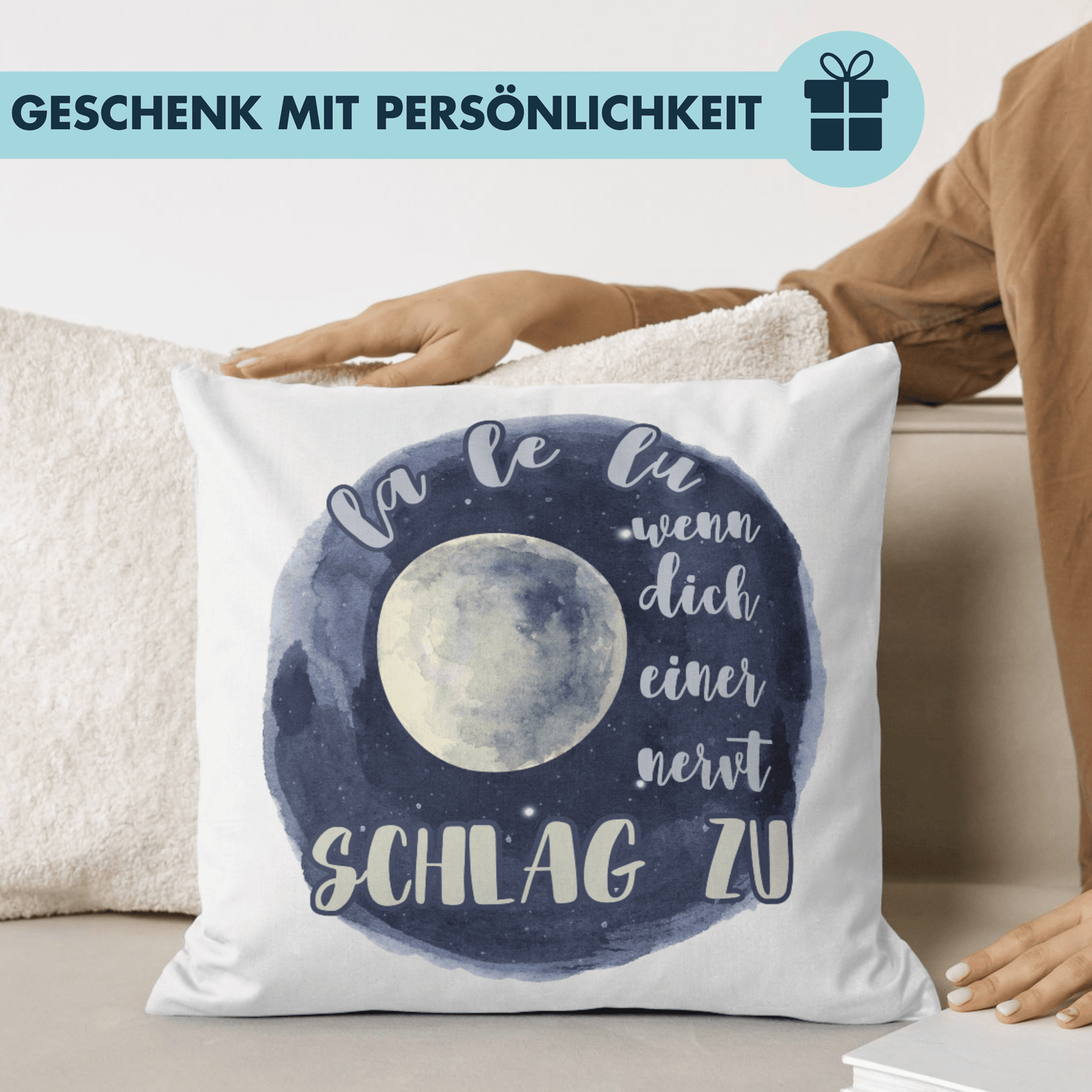 La Le Lu Wenn Dich Einer Nervt Schlag Zu Deko Kissen