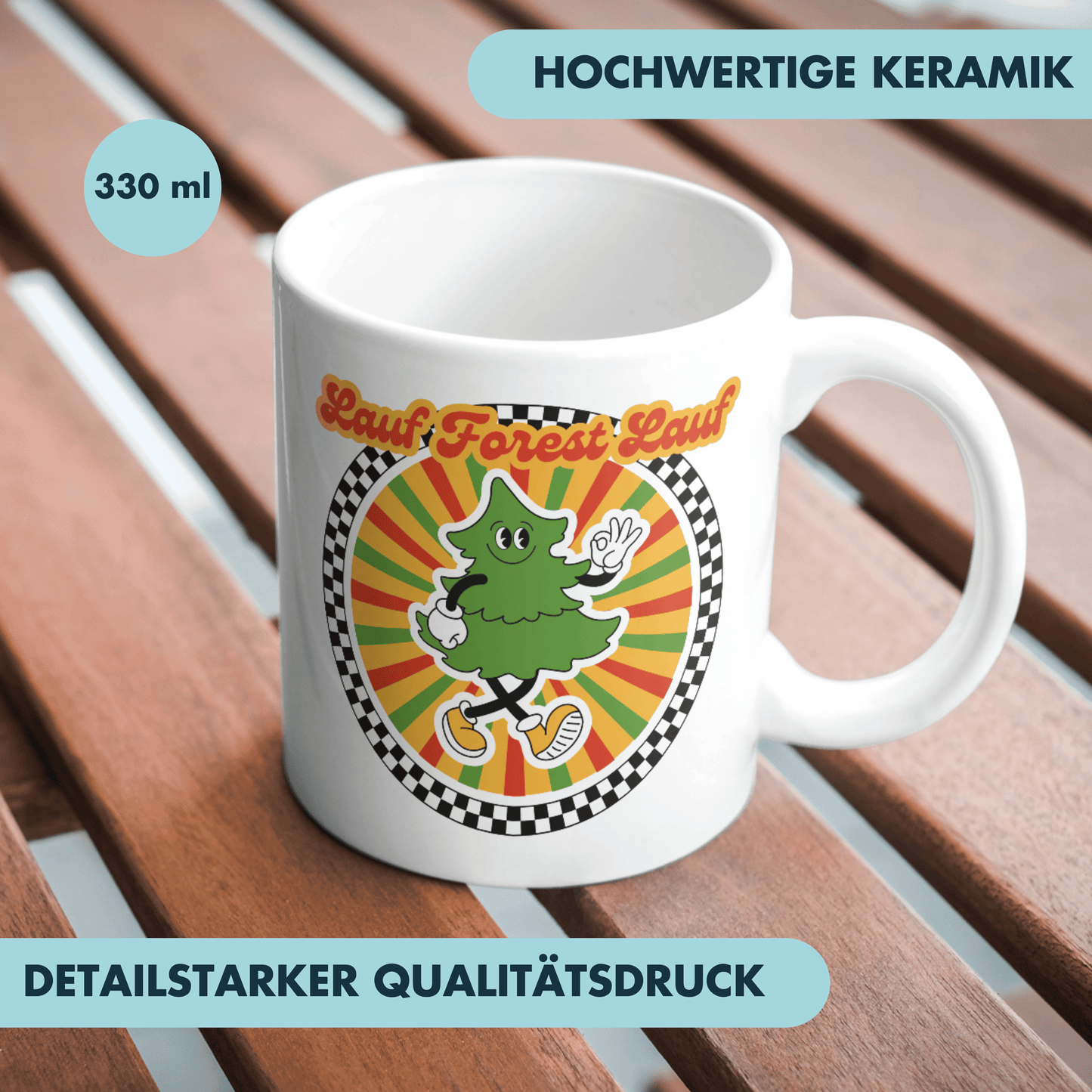 Lauf Forest Lauf Retro Spruch Kaffee Tasse