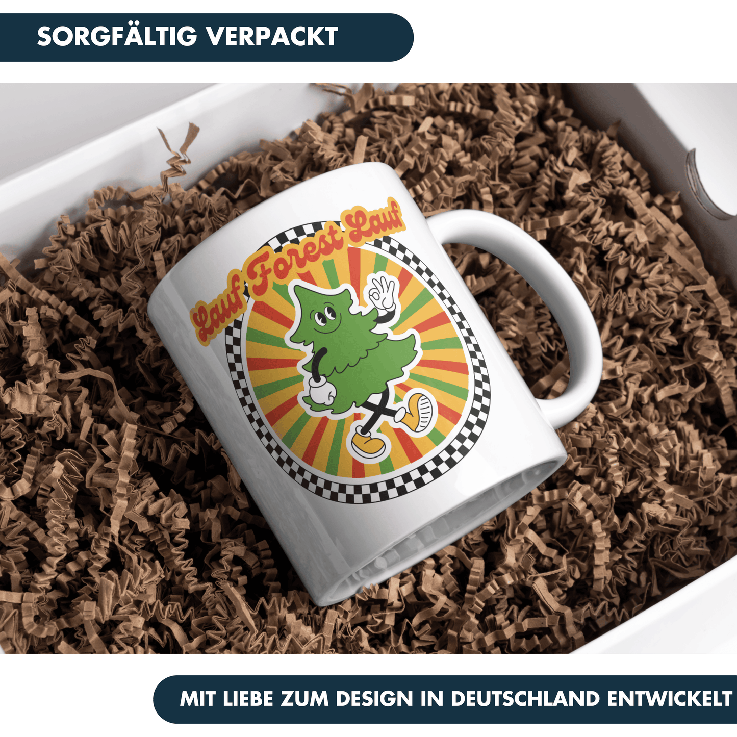 Lauf Forest Lauf Retro Spruch Kaffee Tasse