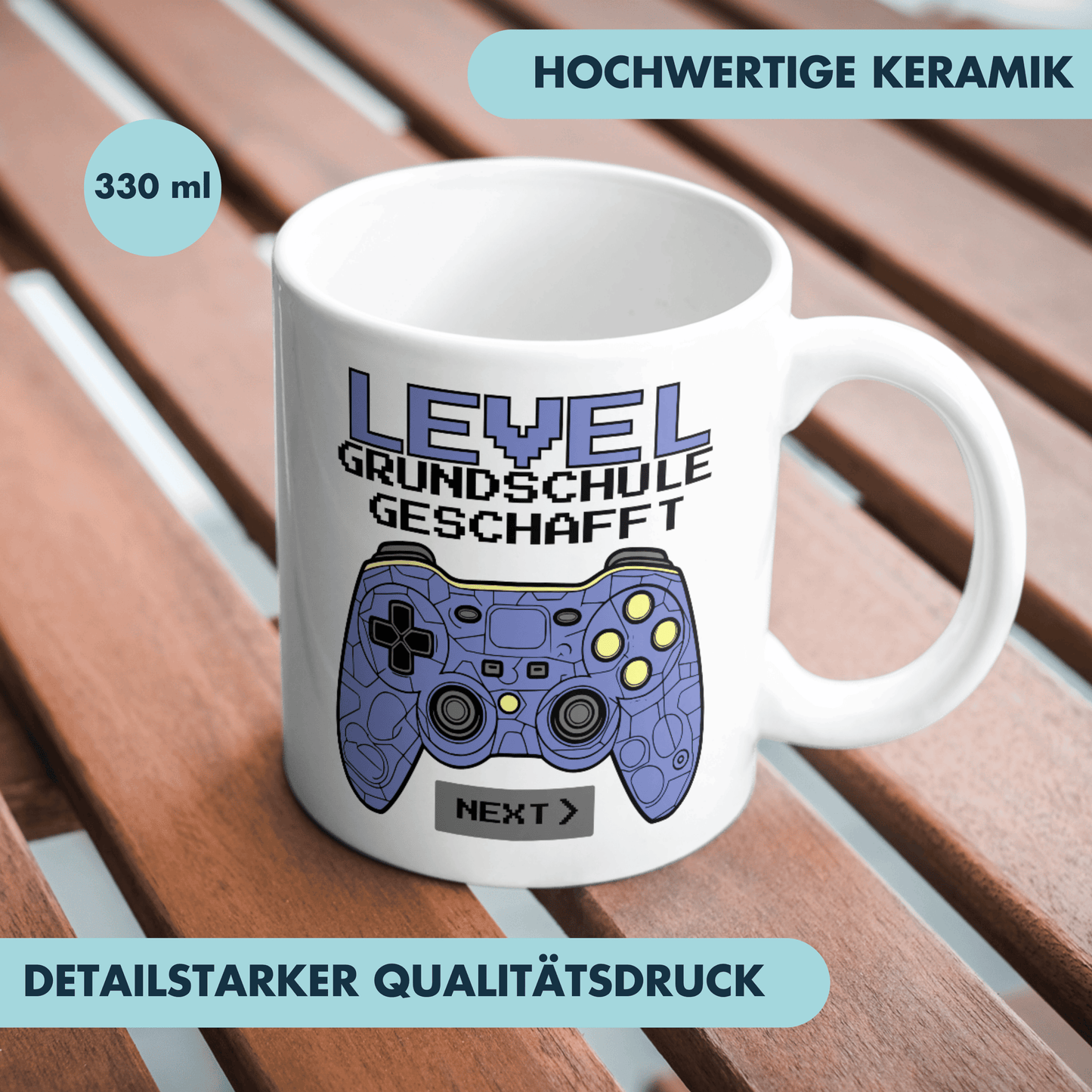 Level Grundschule Geschafft Zocker Gamer Weiterführende Schule Tasse