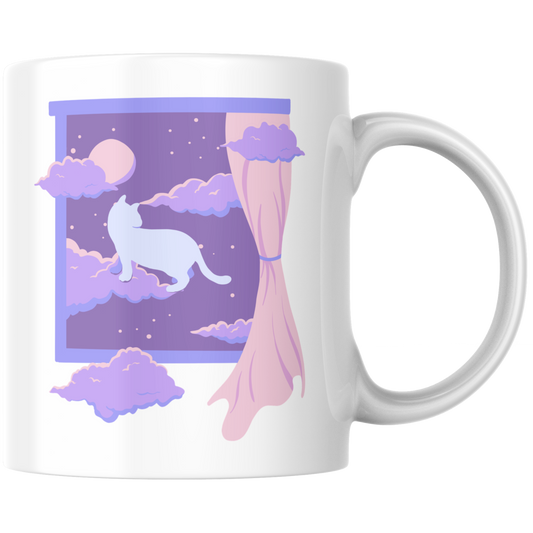 Lo-fi Katze Nachthimmel Anime Kaffee Tasse