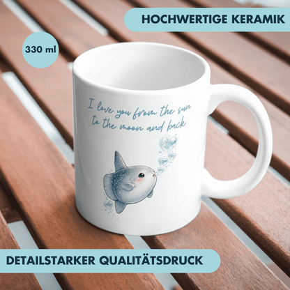 I Love You From The Sun To The Moon And Back Mondfisch Liebe Kaffee Tasse