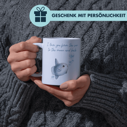I Love You From The Sun To The Moon And Back Mondfisch Liebe Kaffee Tasse