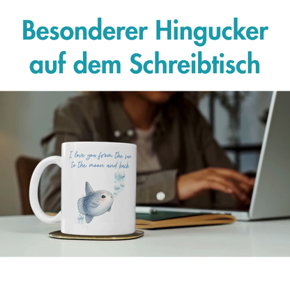 I Love You From The Sun To The Moon And Back Mondfisch Liebe Kaffee Tasse