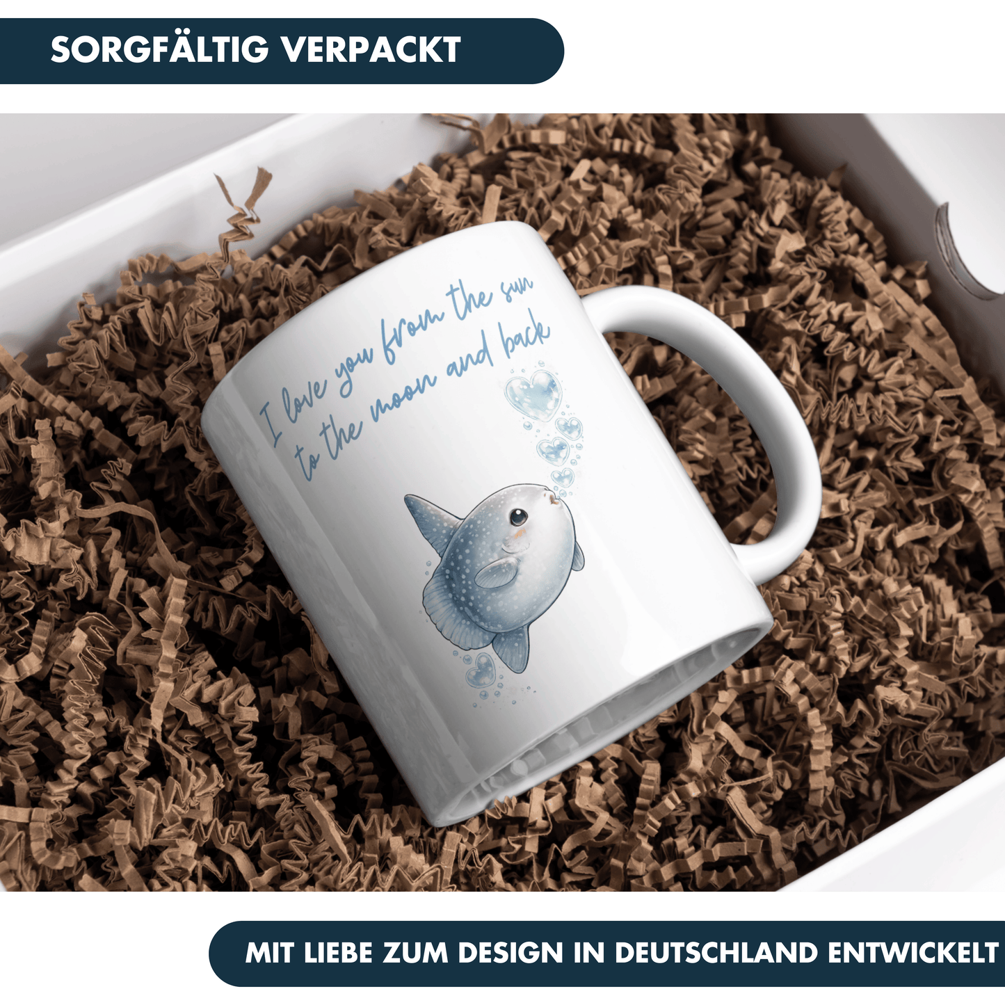 I Love You From The Sun To The Moon And Back Mondfisch Liebe Kaffee Tasse