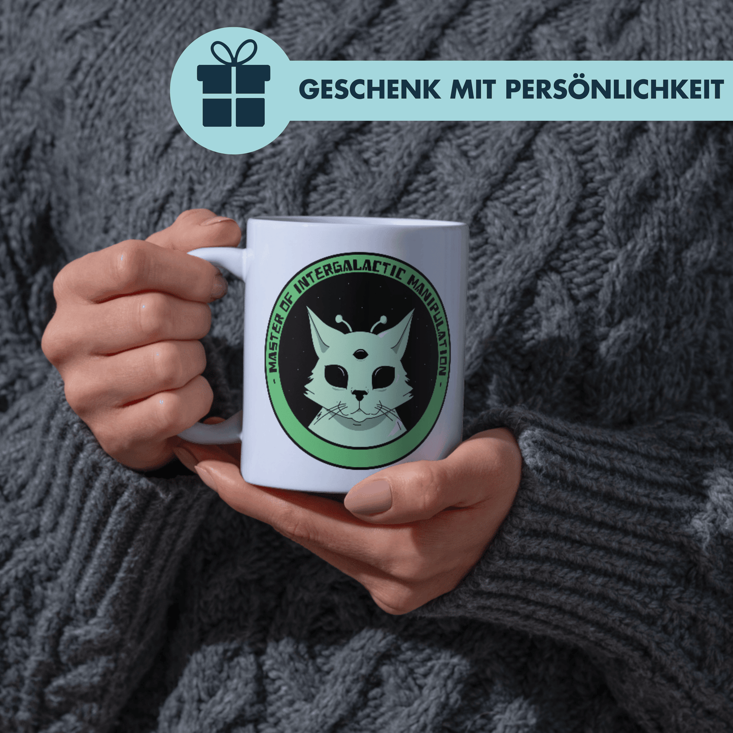 Master Of Intergalactic Manipulation Katze Alien Kaffee Tasse