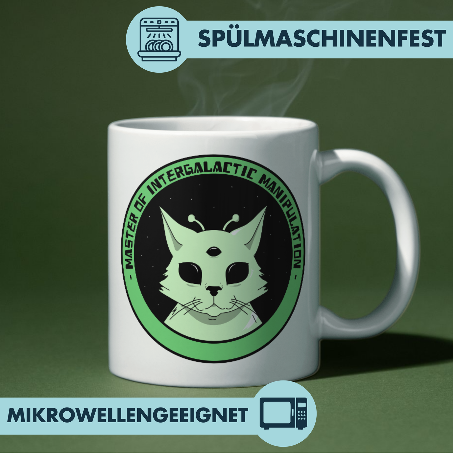 Master Of Intergalactic Manipulation Katze Alien Kaffee Tasse