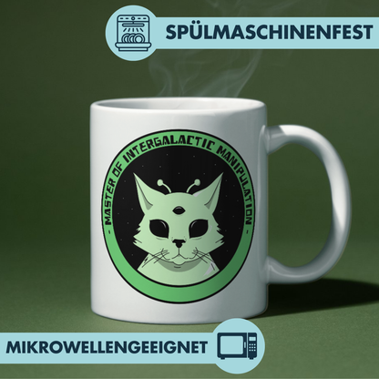 Master Of Intergalactic Manipulation Katze Alien Kaffee Tasse